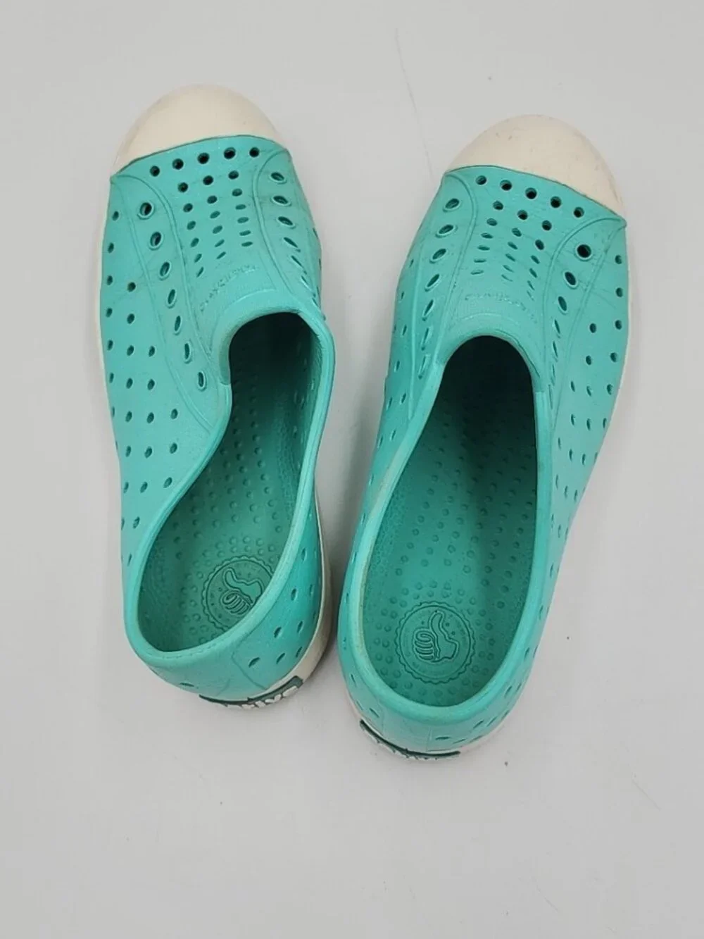 Native Jefferson Shoes Kids C12 Aqua Blue Slip On Girls Water Sneaker